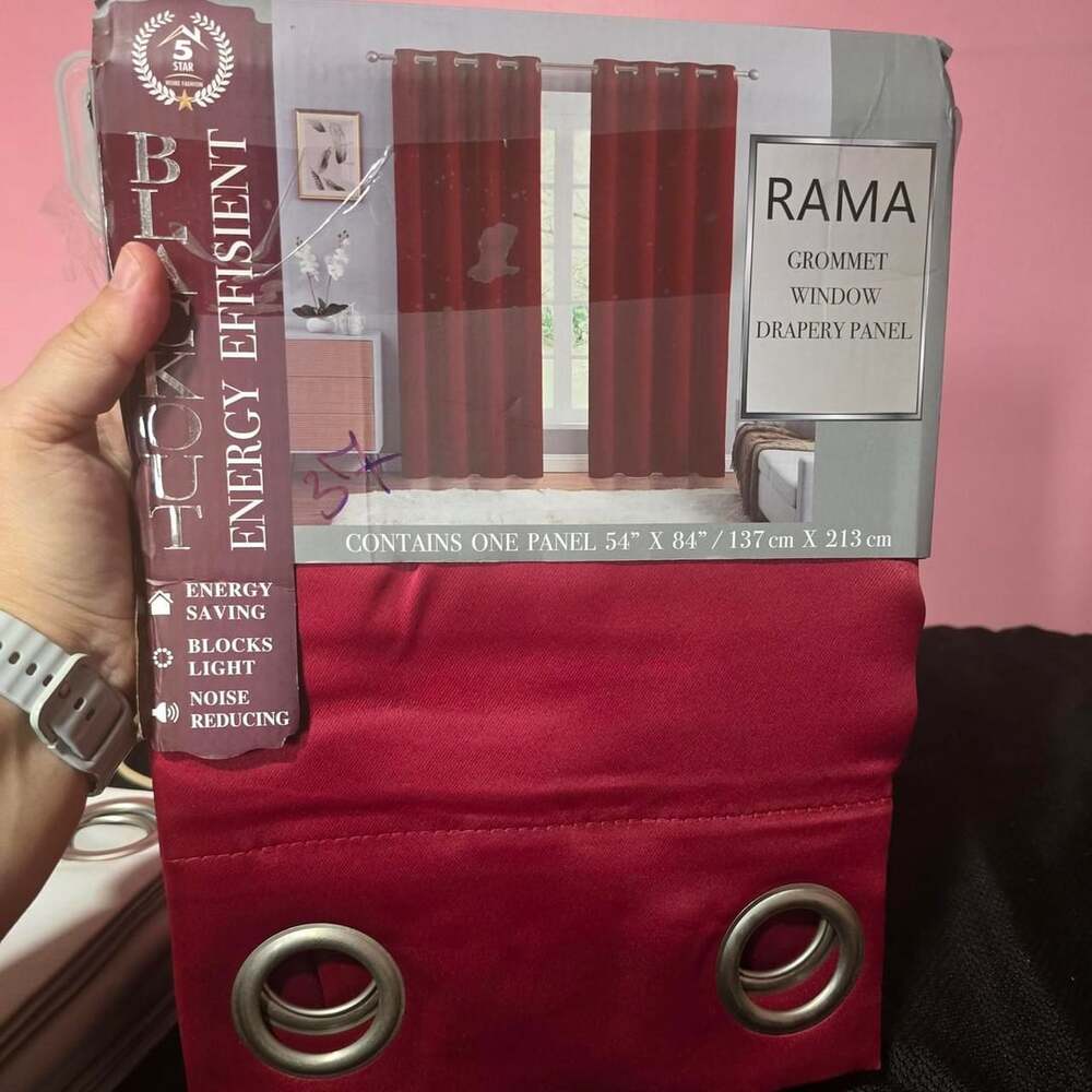 Rama Grommet Window Drapery Panel 54x84 Red Blackout
